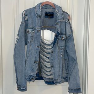 Forever 21 Torn denim Jean jacket light wash